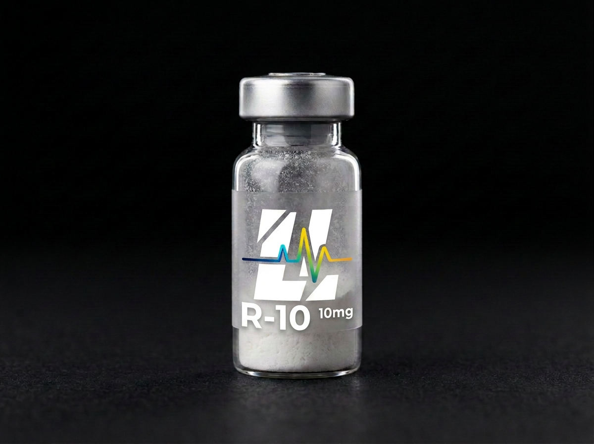 R-10 10mg research reference material — Triple receptor agonist material studied in metabolic and receptor-signaling research.